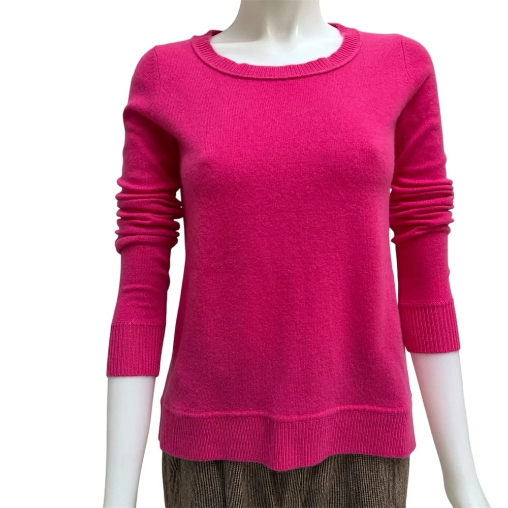DVF 100% Cashmere Hot Flamingo Pink Sweather Sz Petite Hi-Low Barbie Doll‎